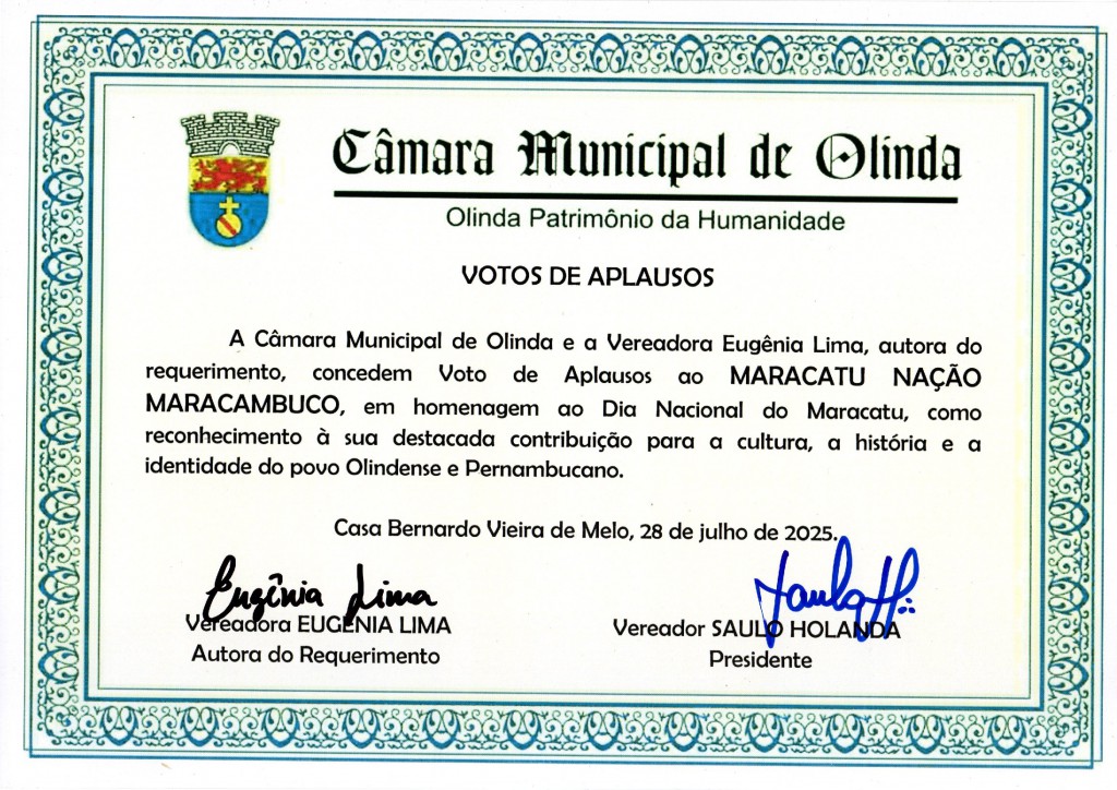 Maracambuco - Voto de Aplausos Dia do Maracatu CMO